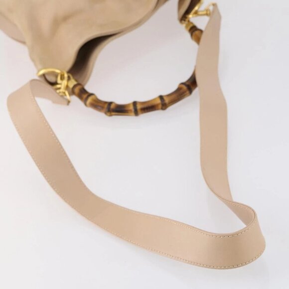 GUCCI Bamboo Hand Bag Leather 2way Beige Gold - Picture 8 of 16